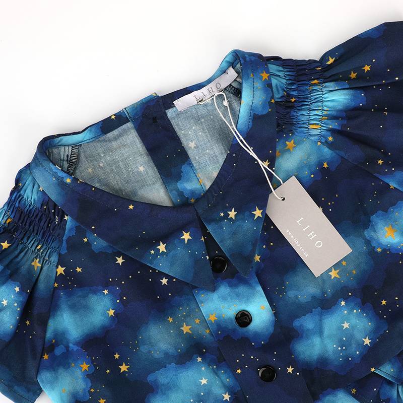 Foreign brand imported cotton printed fabric single -layer dress