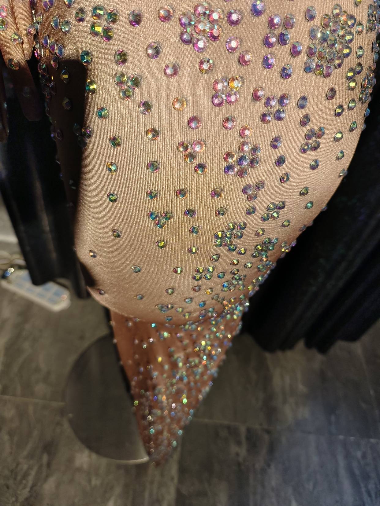 Diamond long -sleeved pants dance performance suit