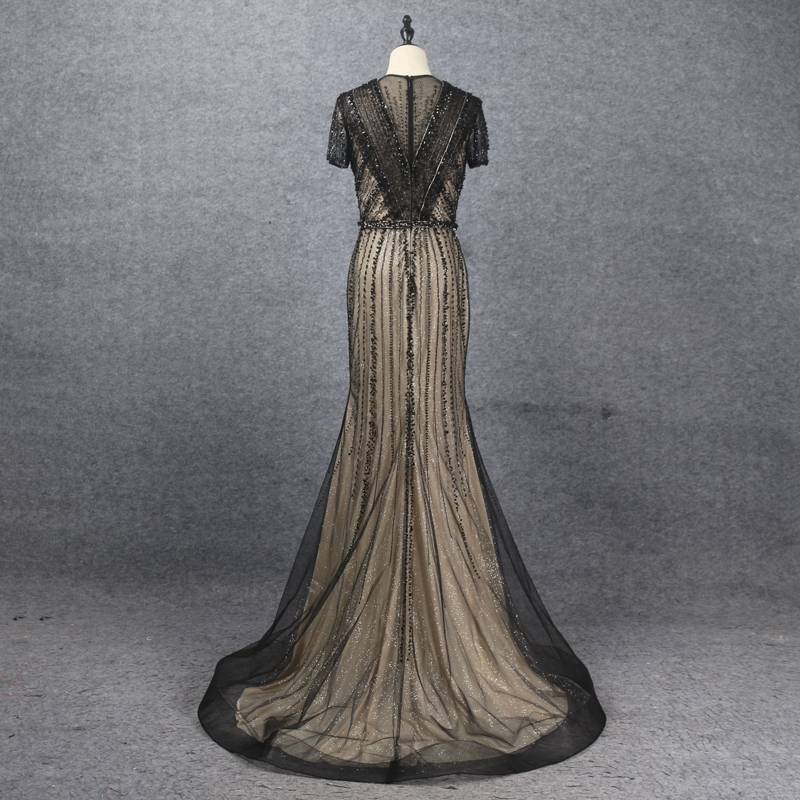 Elegant temperament short -sleeved fishtail evening dress