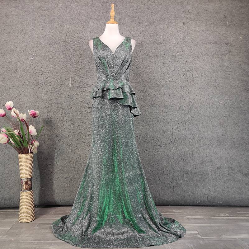 Aurora Green Large Flash Evening Dress Women