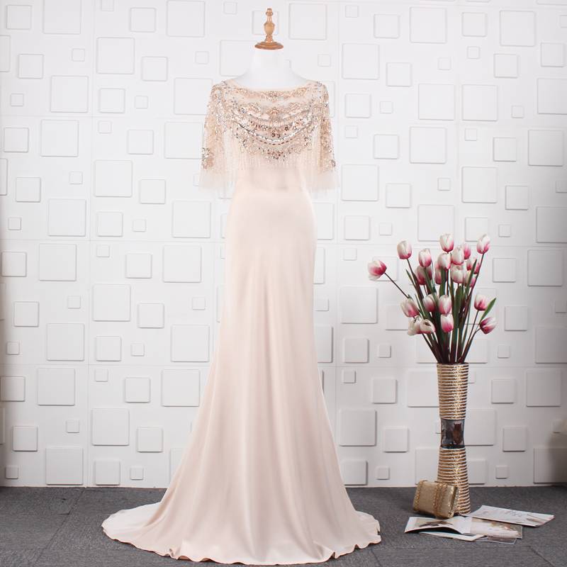 Yoyo handmade nail -nail dress long skirt, cloak crooked dresses skirt dress party to host the bride toast evening dress