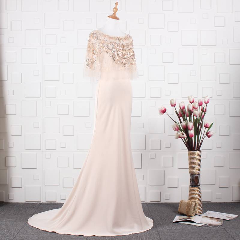 Yoyo handmade nail -nail dress long skirt, cloak crooked dresses skirt dress party to host the bride toast evening dress