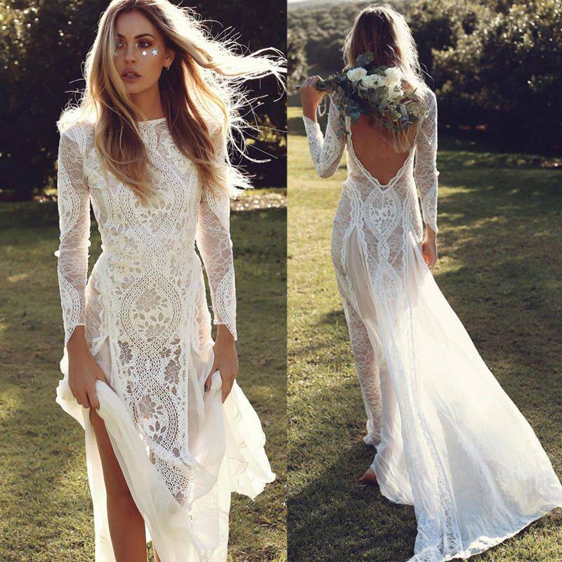 White long sexy annual meeting show slim evening dress