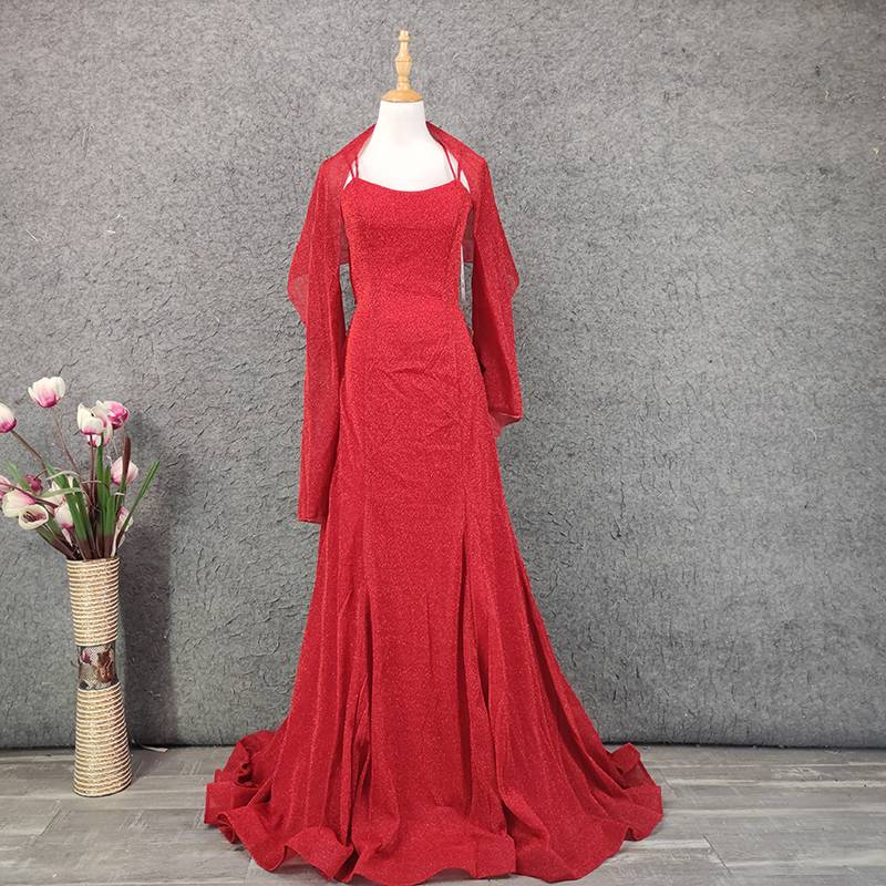 Flash red back straps evening dress women are thin