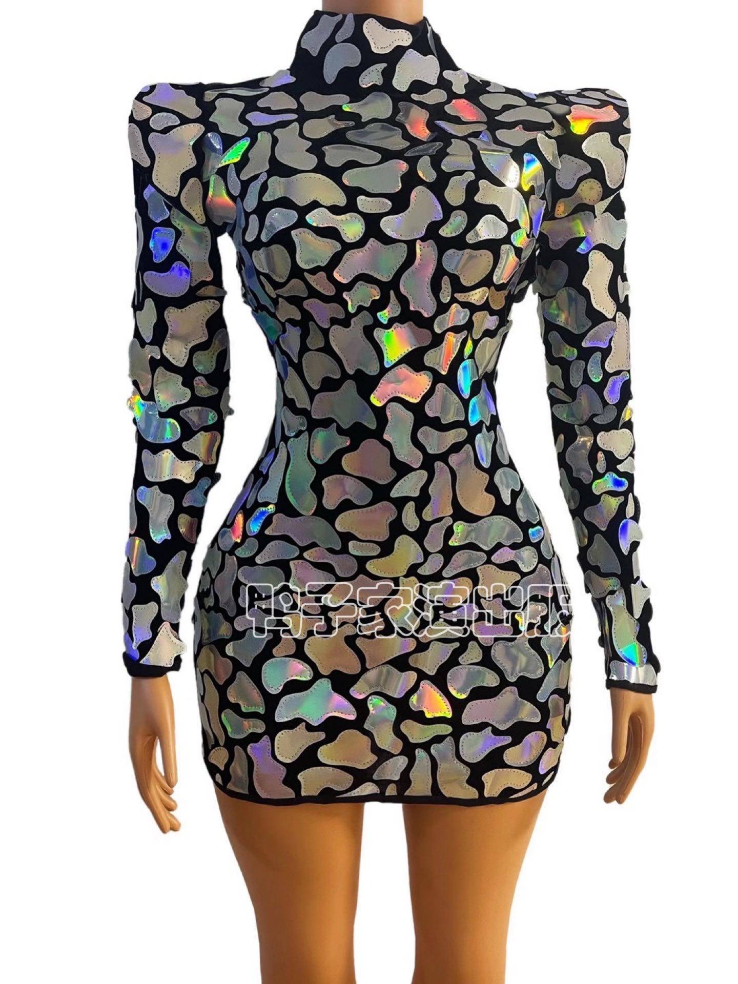 Duck home laser cloth paste flying shoulder dress singer European and American INS merchant show