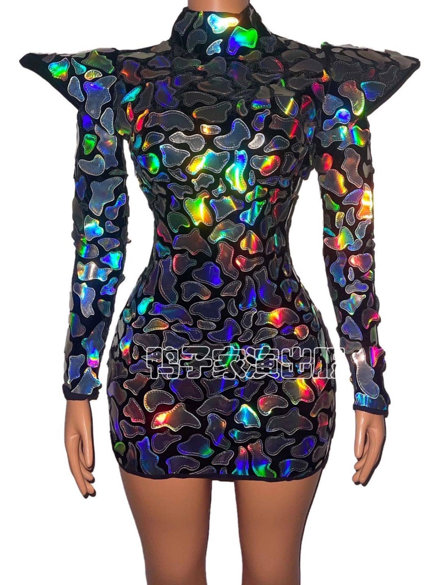 Duck home laser cloth paste flying shoulder dress singer European and American INS merchant show