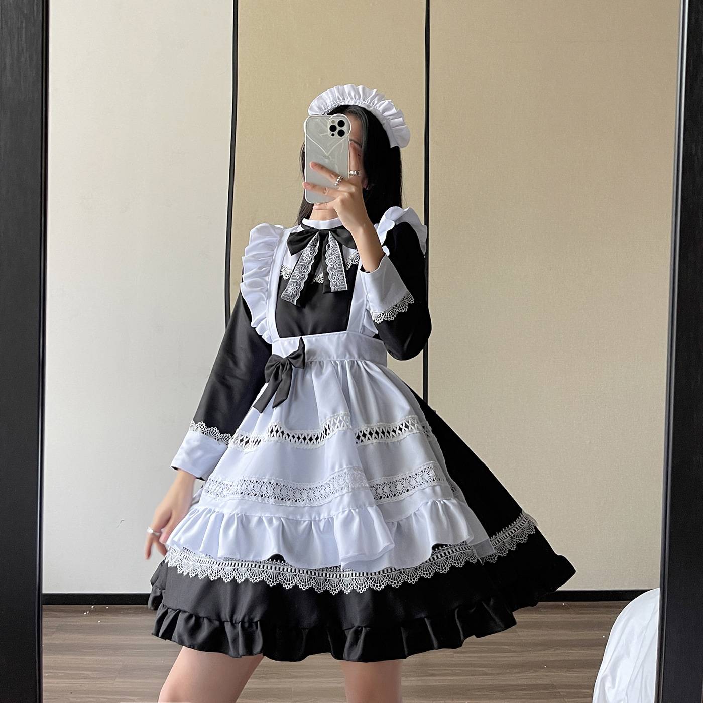 Amazon British long -sleeved maid costume cosplay performance service big size maid suit Lolita soft girl