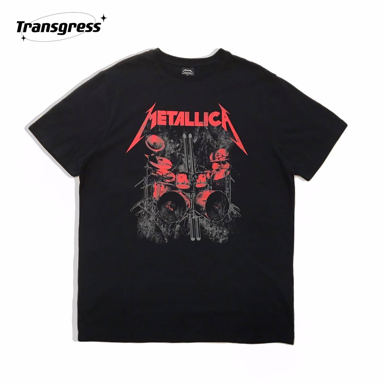 European and American single men's short -sleeved T -shirt retro print metal rock Metallica band large size AC/dc