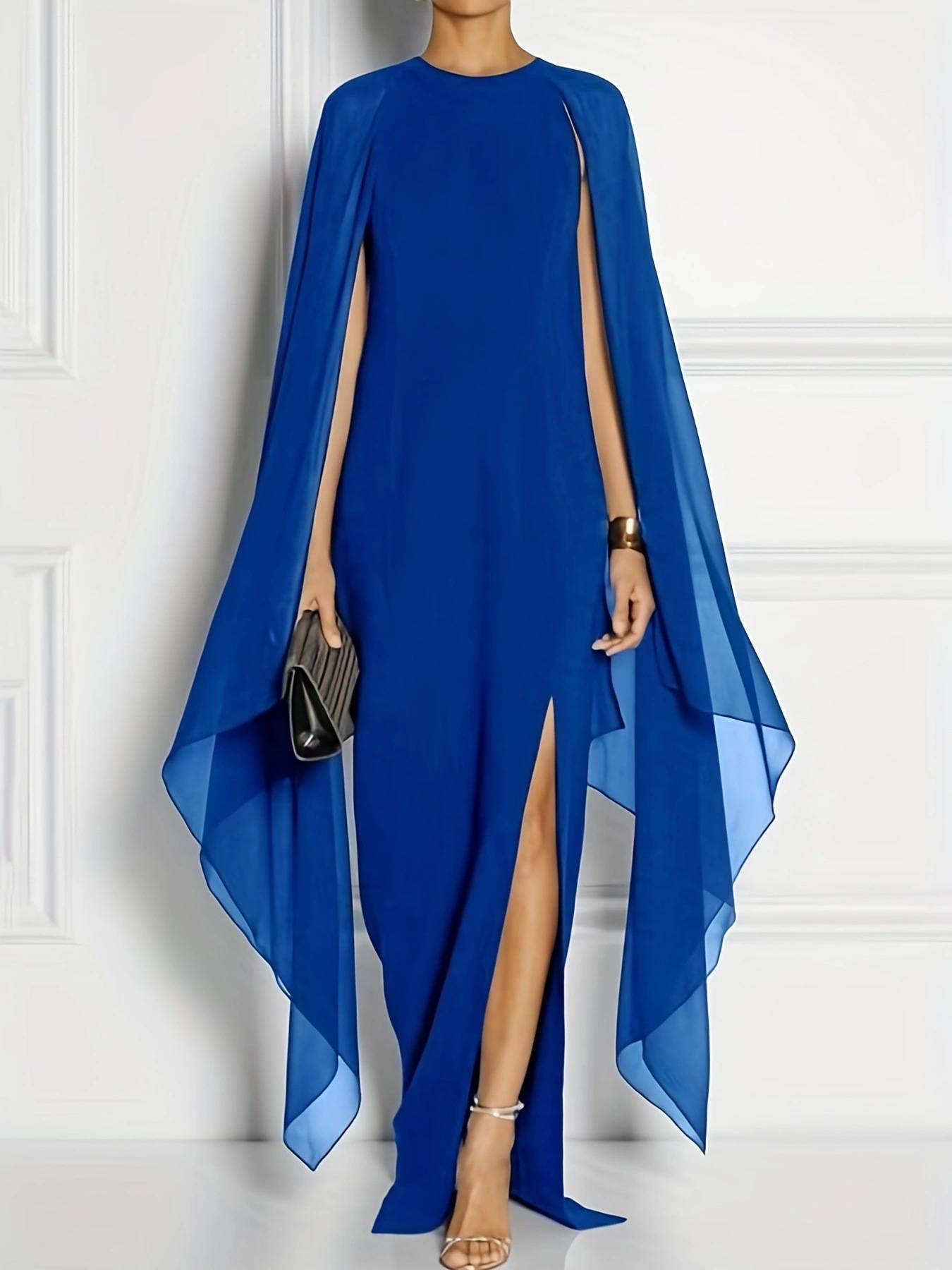 Cross -border new women's European and American Amazon big size dresses solid color slim fit dress banquet skirt