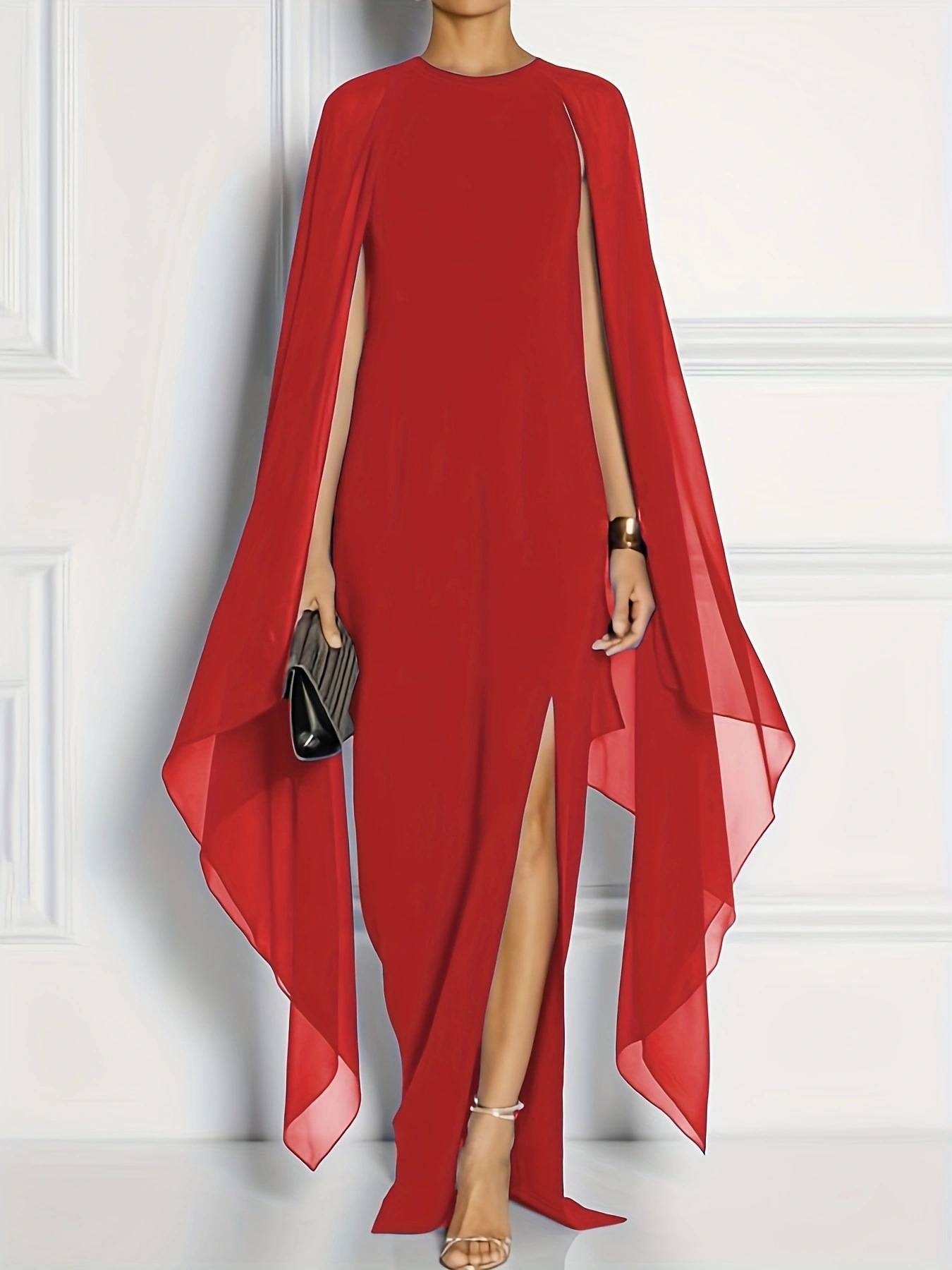 Cross -border new women's European and American Amazon big size dresses solid color slim fit dress banquet skirt