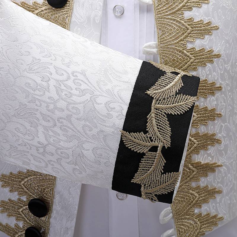 Retro European court Bai Ti inlaid Golden Flower Male White Horse Prince Performance Series Christmas Drama COS jacket