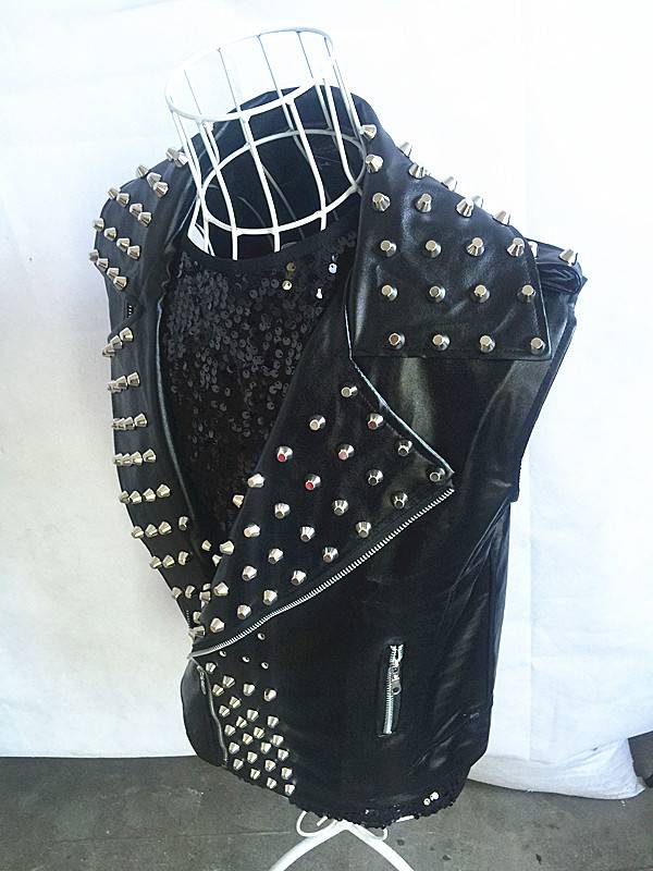 Nightclub stage male singer rivet rock sequins vest