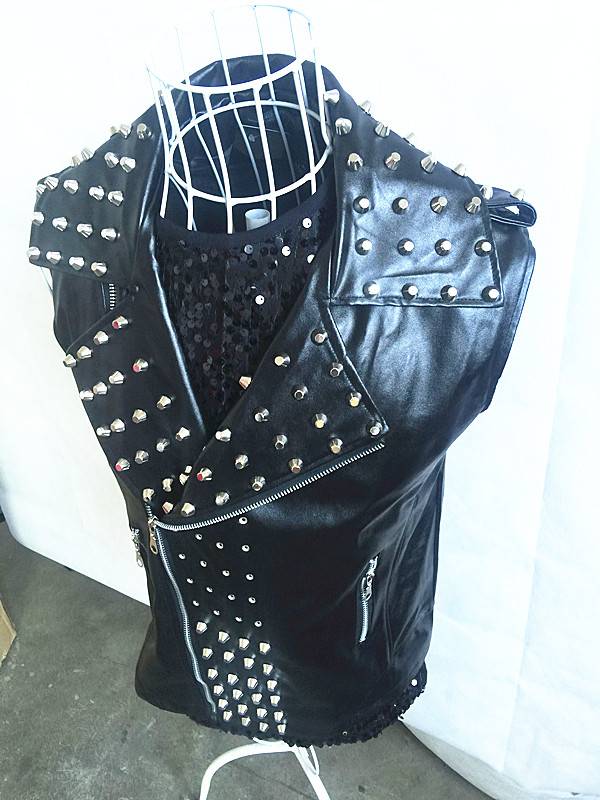 Nightclub stage male singer rivet rock sequins vest