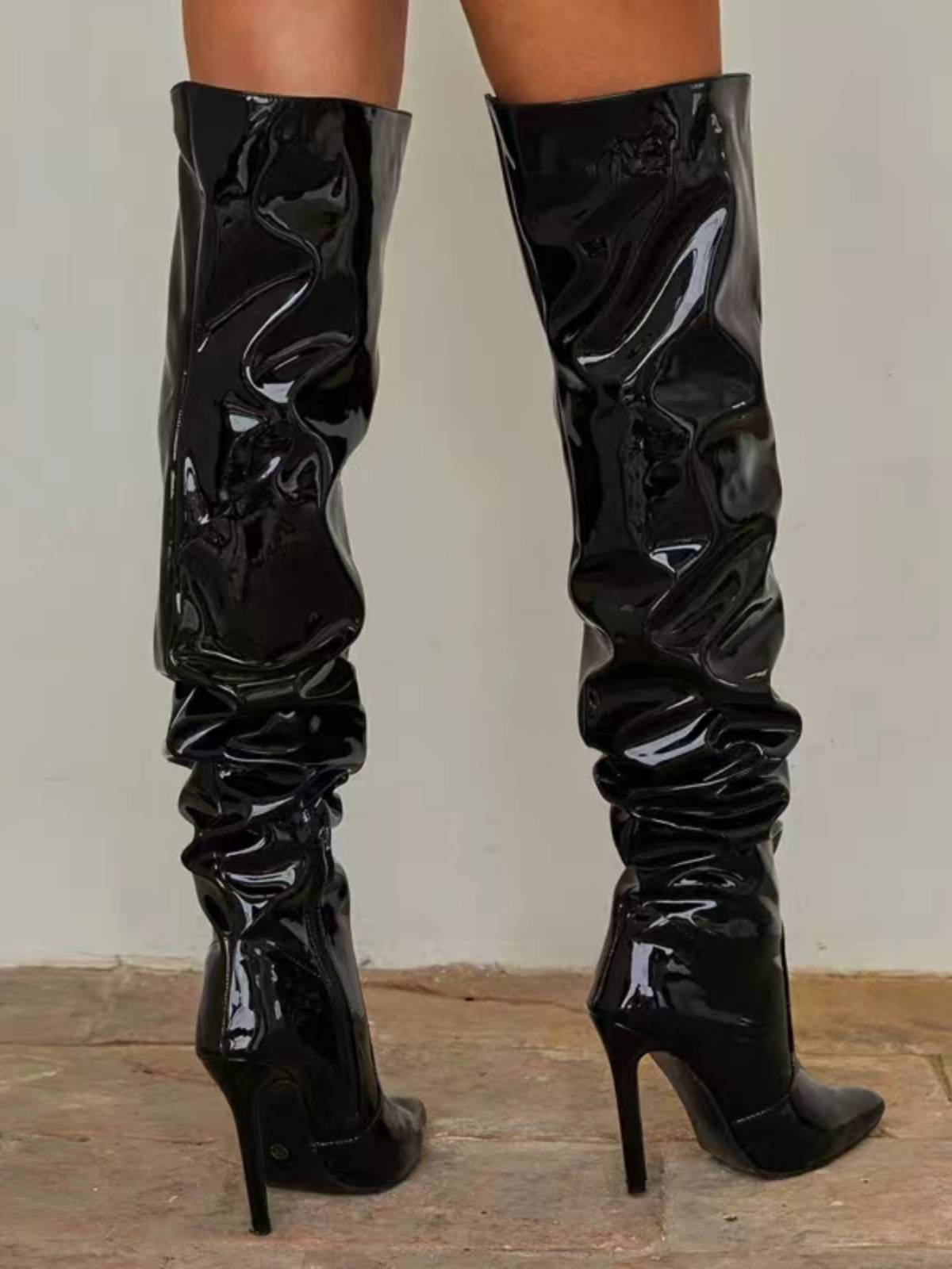 Performing steel pipe dance sexy high -heeled leather boots patent leather boots high heel