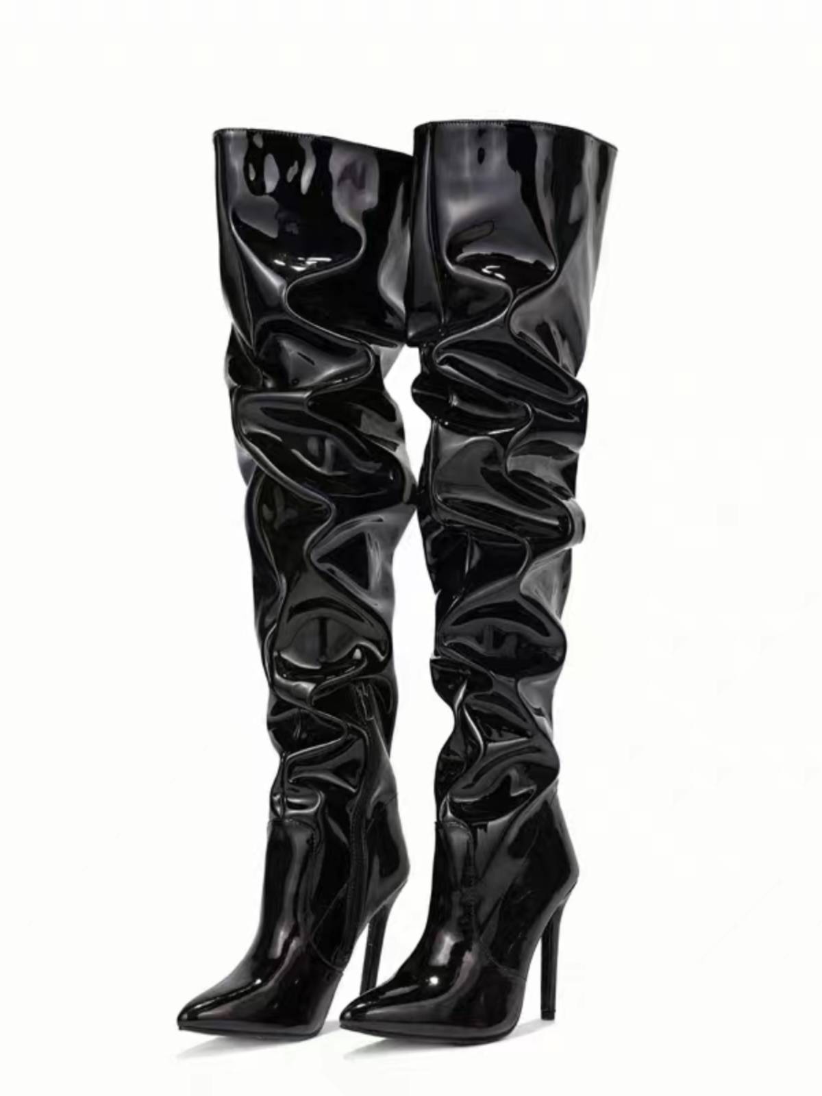 Performing steel pipe dance sexy high -heeled leather boots patent leather boots high heel