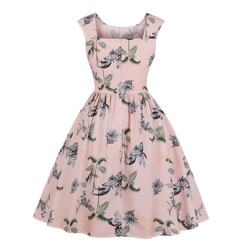 Real shot Ship Shit Women's Retro Print Short Sleeve Hepburn Wind Dress Dress Skirt