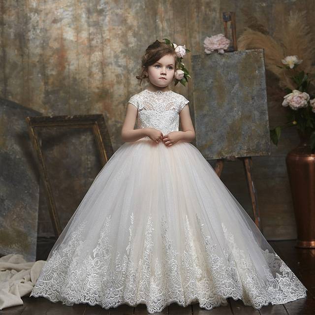 Children's wedding dresses new European and American back -back sleeveless