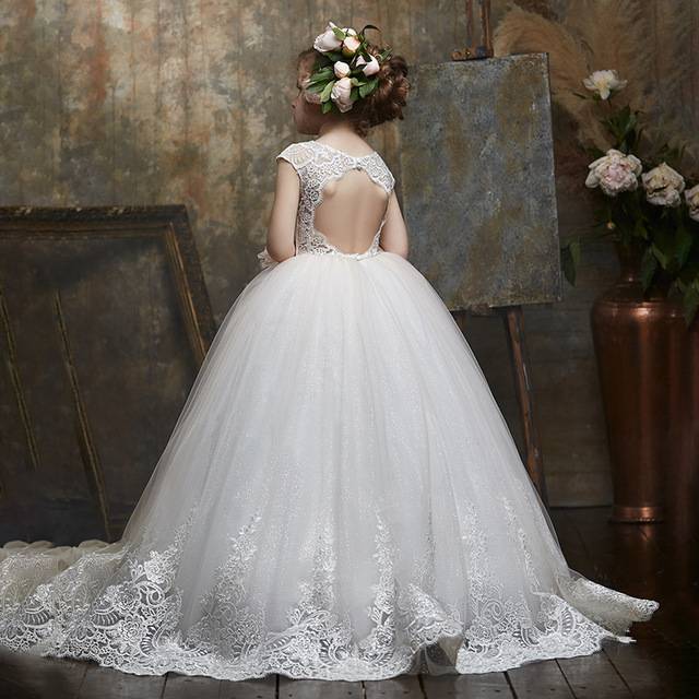 Children's wedding dresses new European and American back -back sleeveless