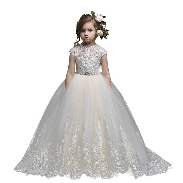 Children's wedding dresses new European and American back -back sleeveless
