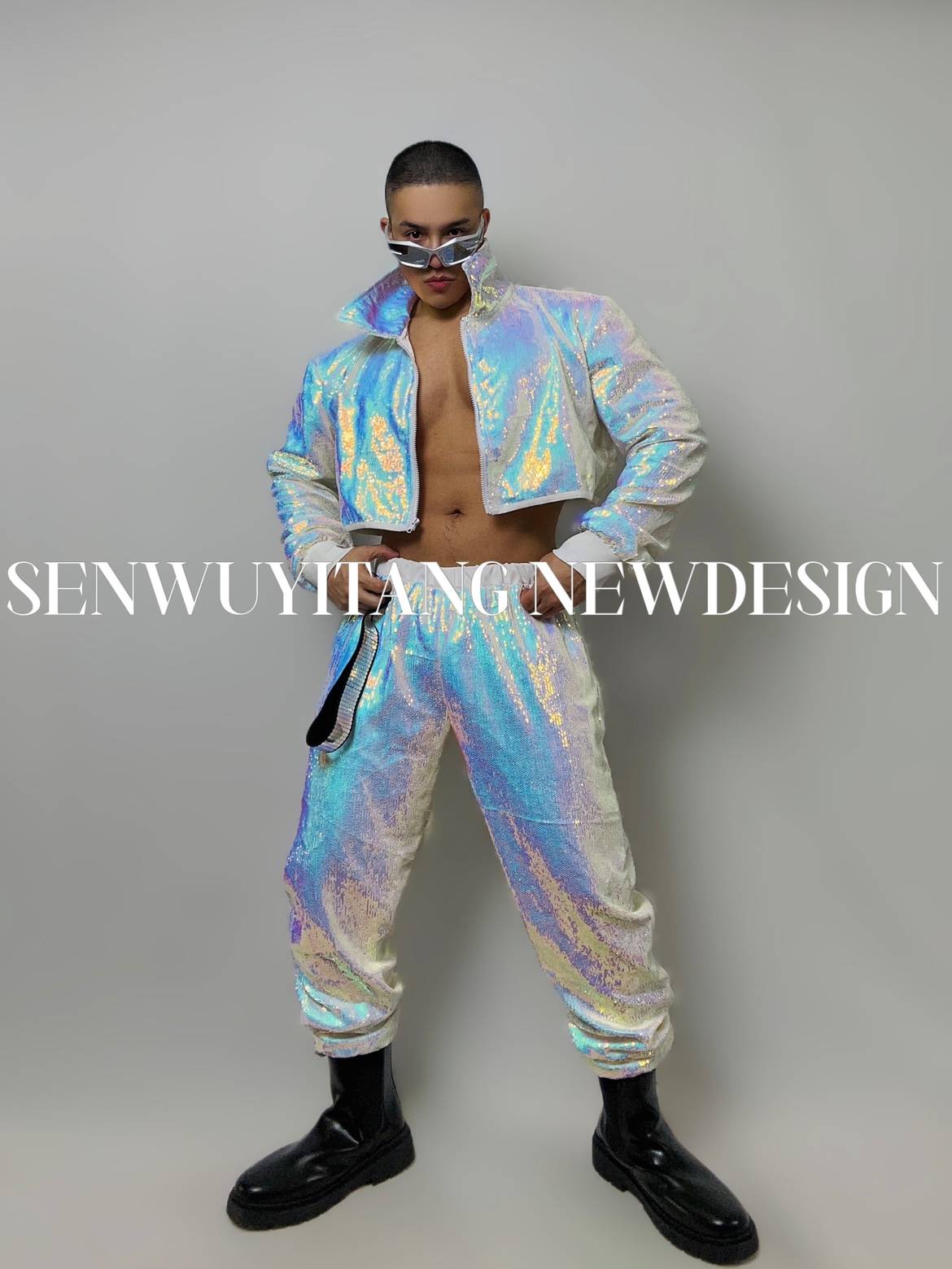Nightclub bar men and women GOGO singer DS dance DJ European and American retro Y2K fantasy color jacket performance suit