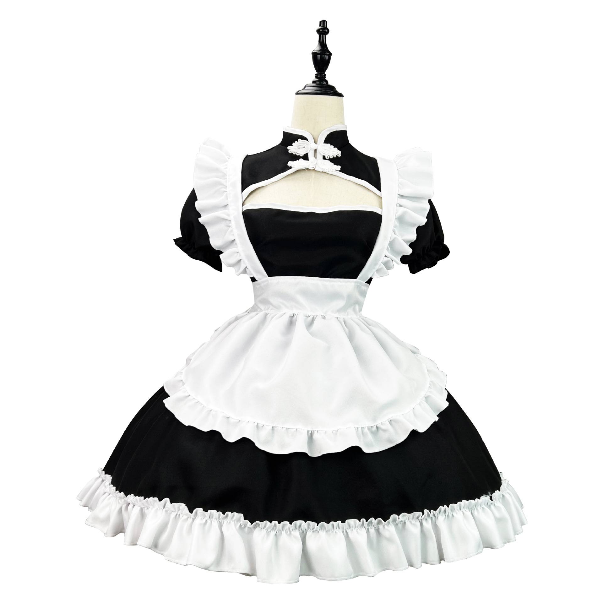 Black and white Chinese style pure desire cheongsam maid clothing COSPLAY performance service big size maid