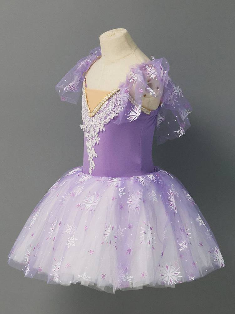 AOL girl dress princess skirt snowflake dress children's festival performance dress ballet gauze skirt