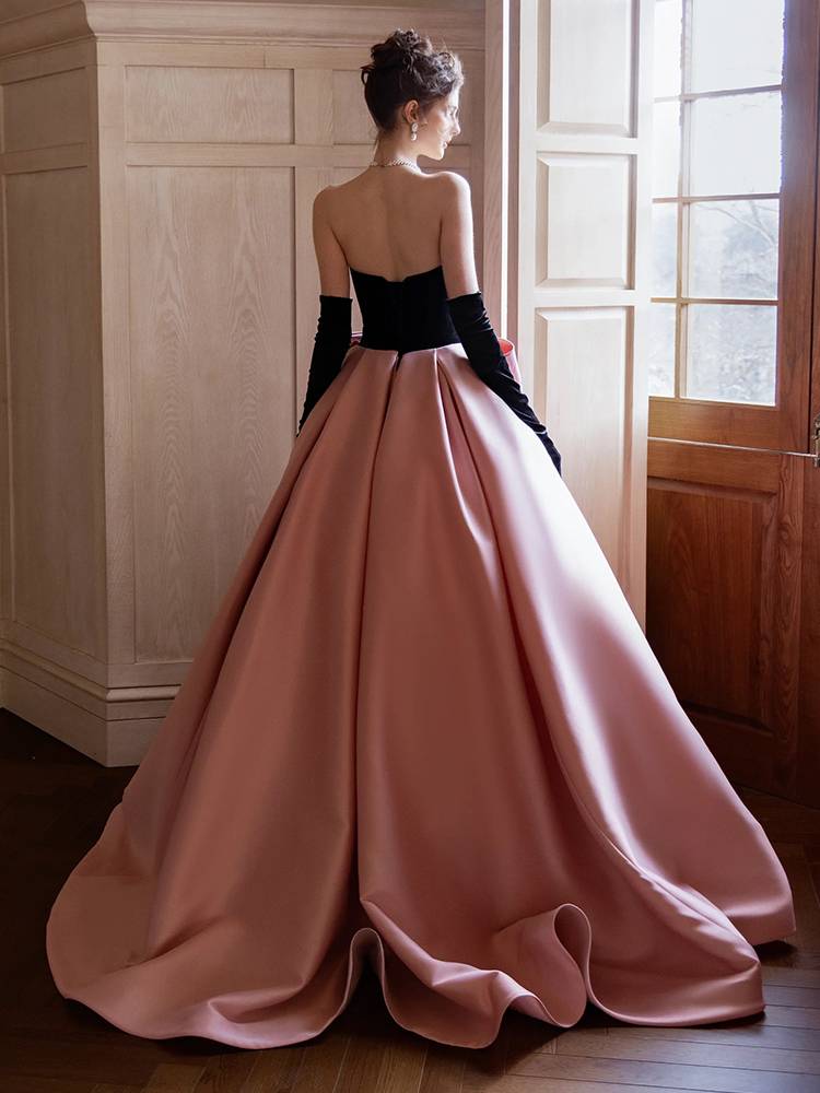 Princess tube top short sleeve evening dress skirt female 2024 new model