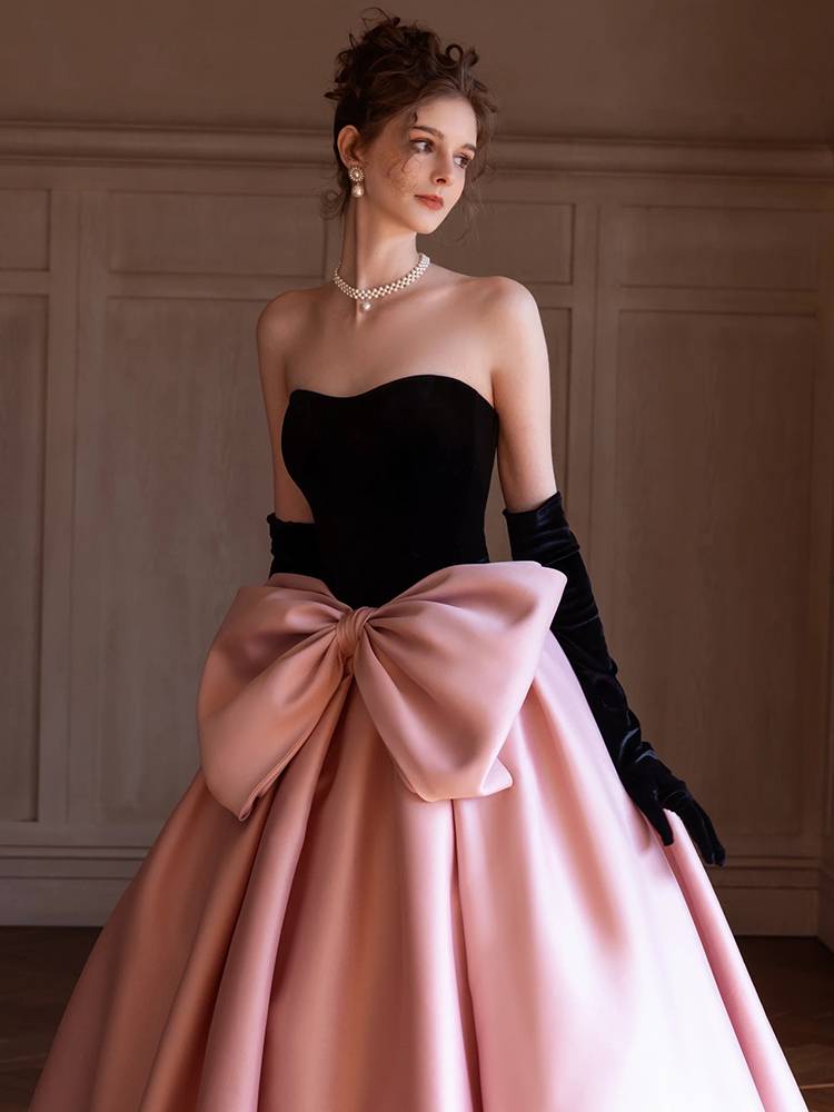 Princess tube top short sleeve evening dress skirt female 2024 new model