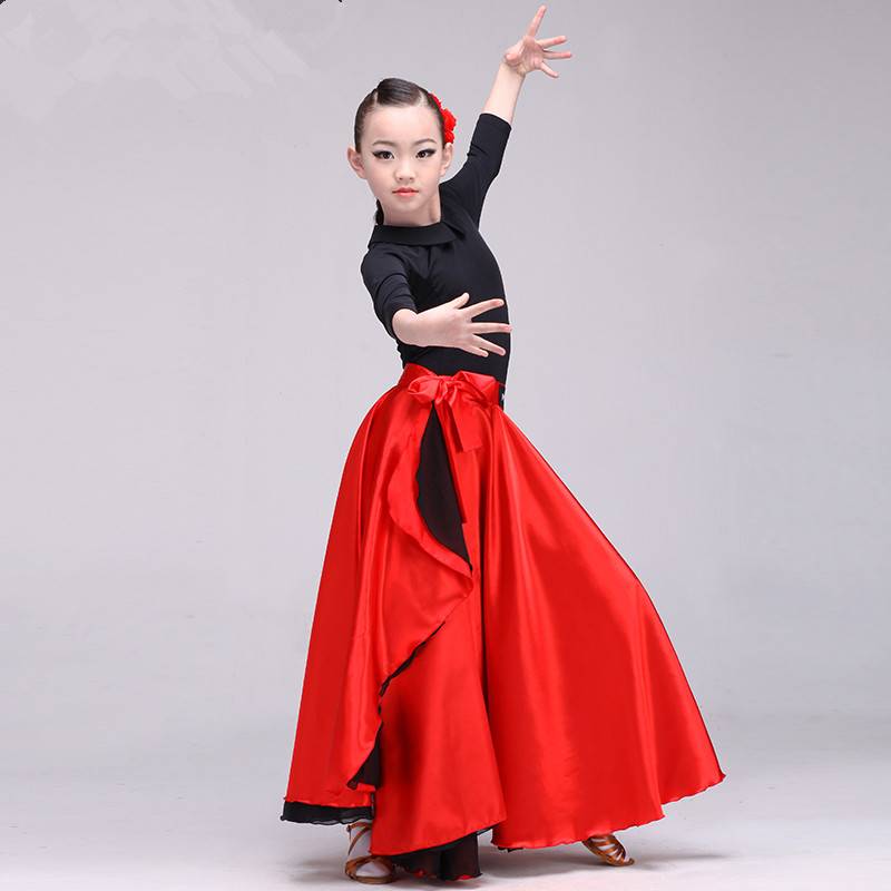 Spanish bullfight dance clothing cloak red children Latin dance skirt belly dance half -body skirt female adult adult skirt