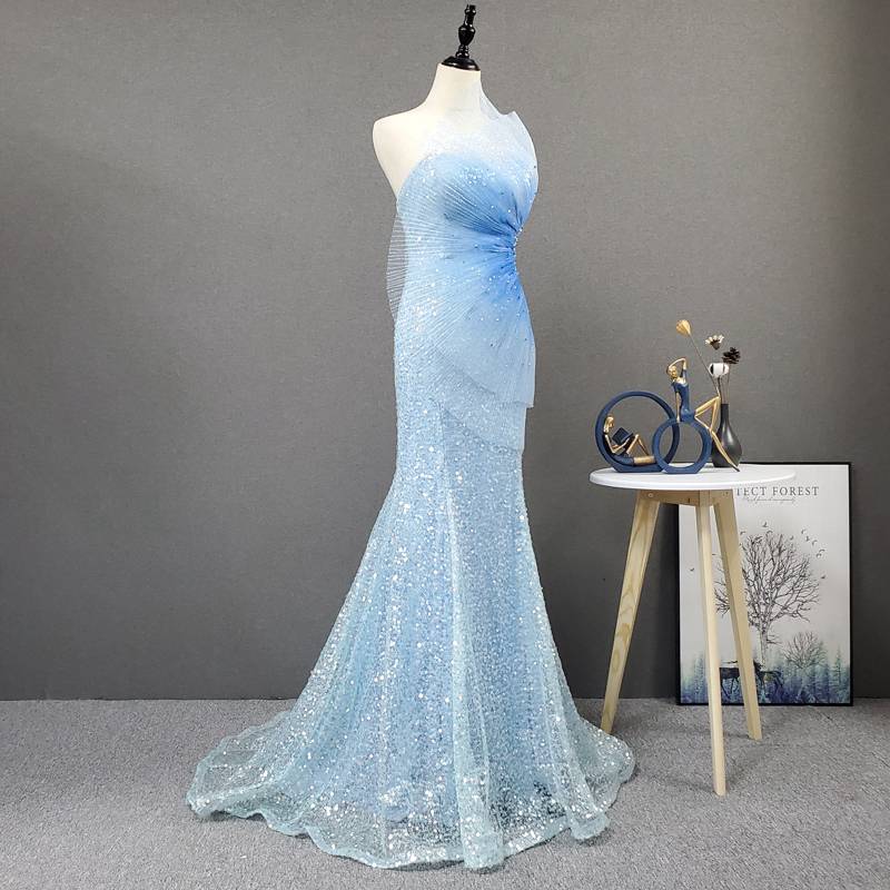 20 new fishtail long skirt gradient color super flash bling