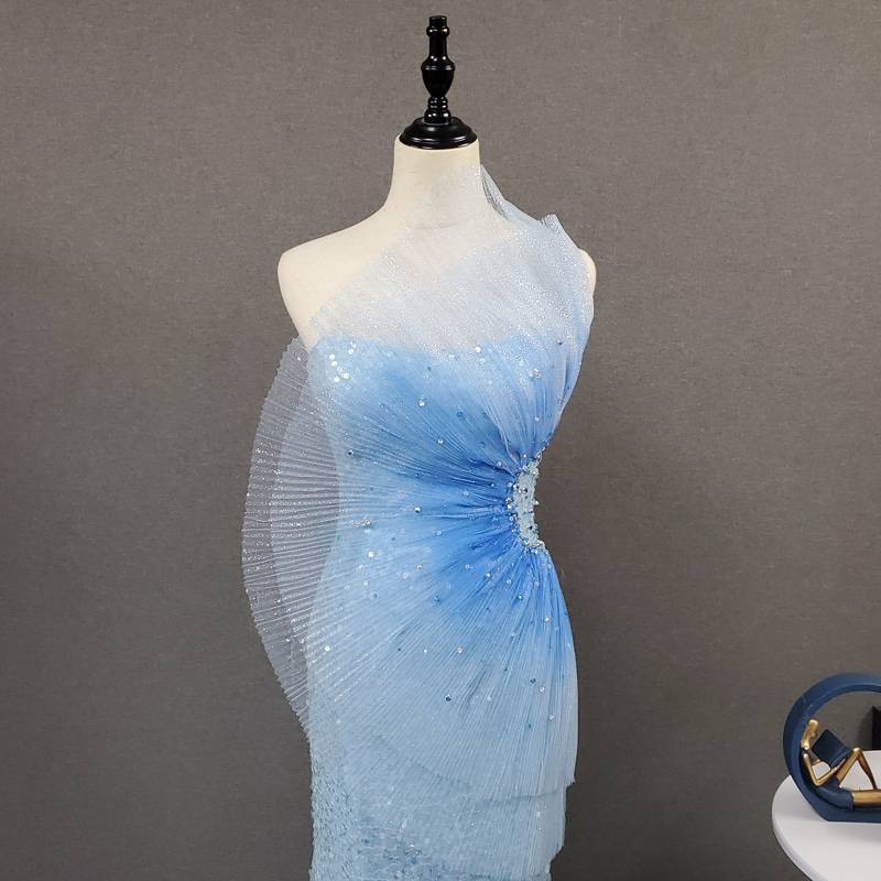 20 new fishtail long skirt gradient color super flash bling