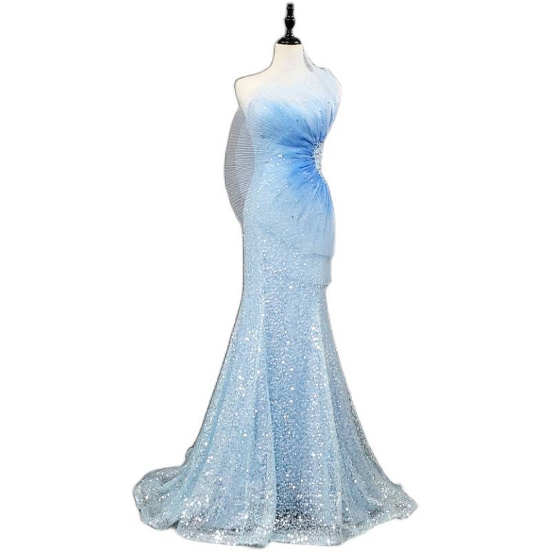 20 new fishtail long skirt gradient color super flash bling