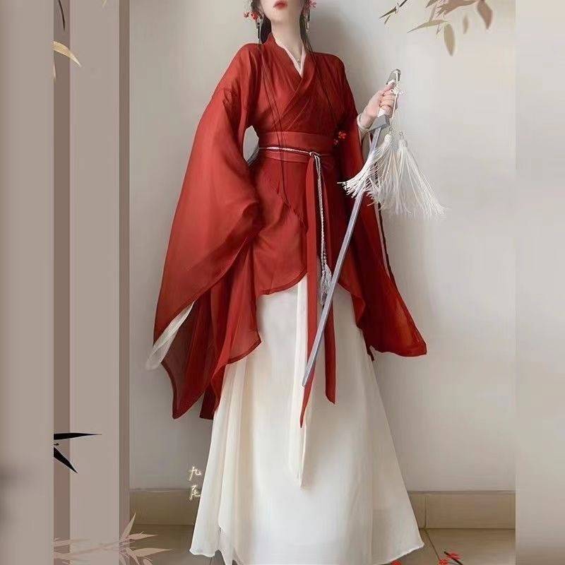 Nirvana restored the northern and southern dynasties, the northern and southern dynasties were thin and thin, Wei and Jin women's big sleeve national style Han clothes surrounding skirt annual meeting dance service rental