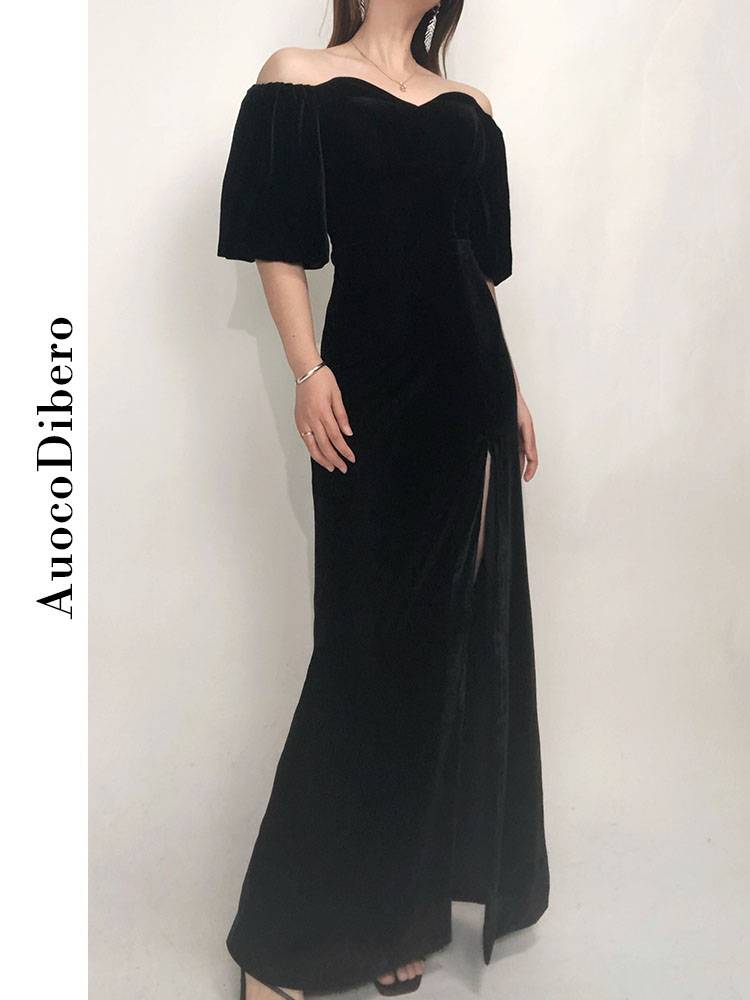 AD Fashion High -end Celebration Slim the Words of Light Velvers Ownership Annual Moderator Evening Dress Dress dress
