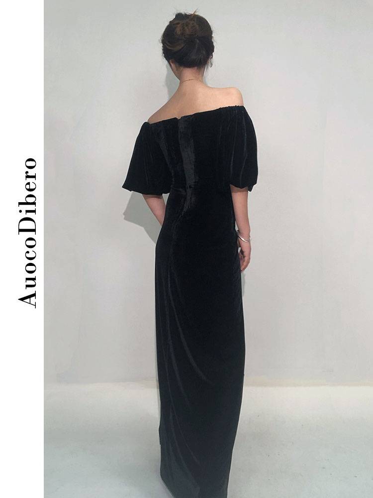 AD Fashion High -end Celebration Slim the Words of Light Velvers Ownership Annual Moderator Evening Dress Dress dress