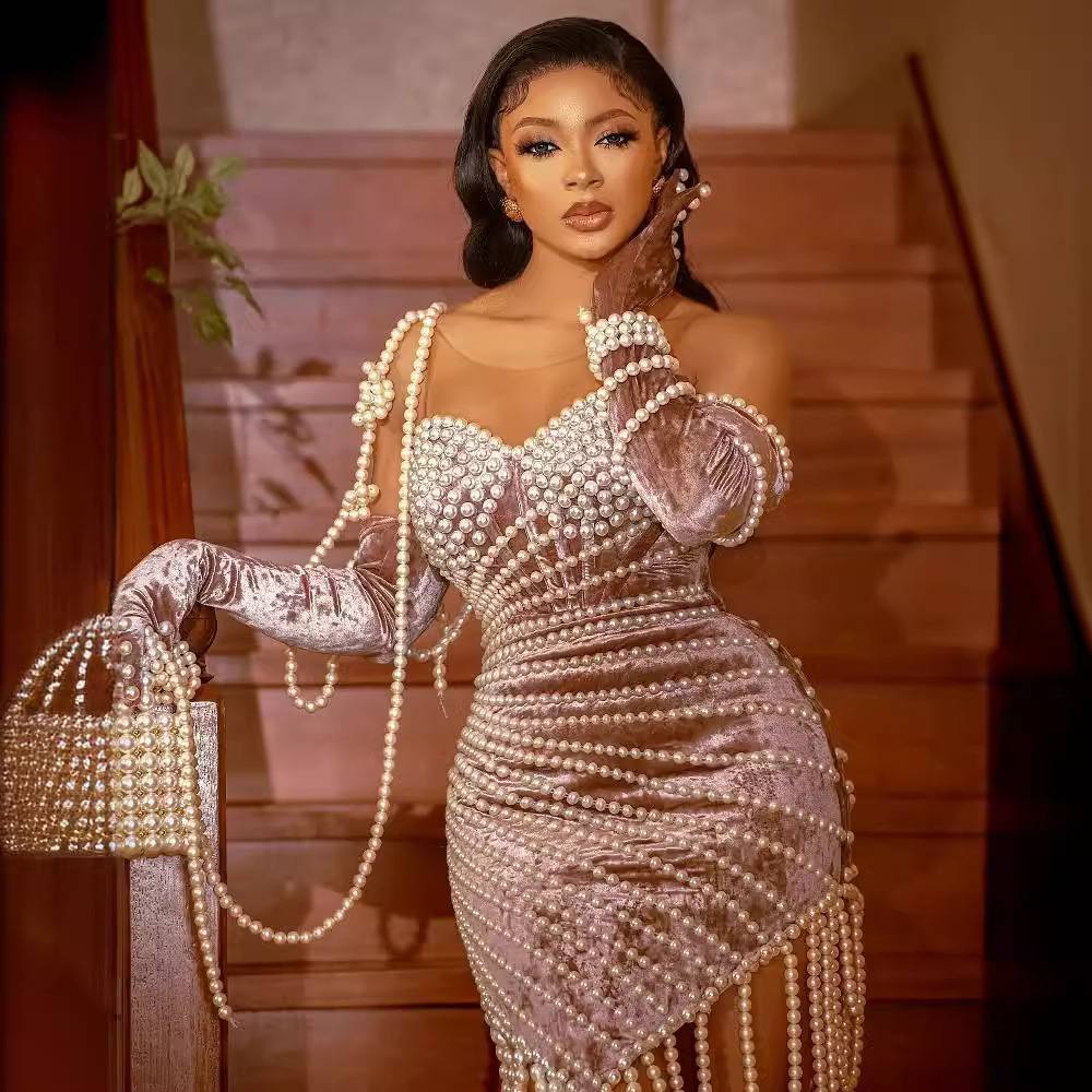 Source handmade beaded gloves CUSTOM party performance service evening dress Africa European and American sexy women's clothing