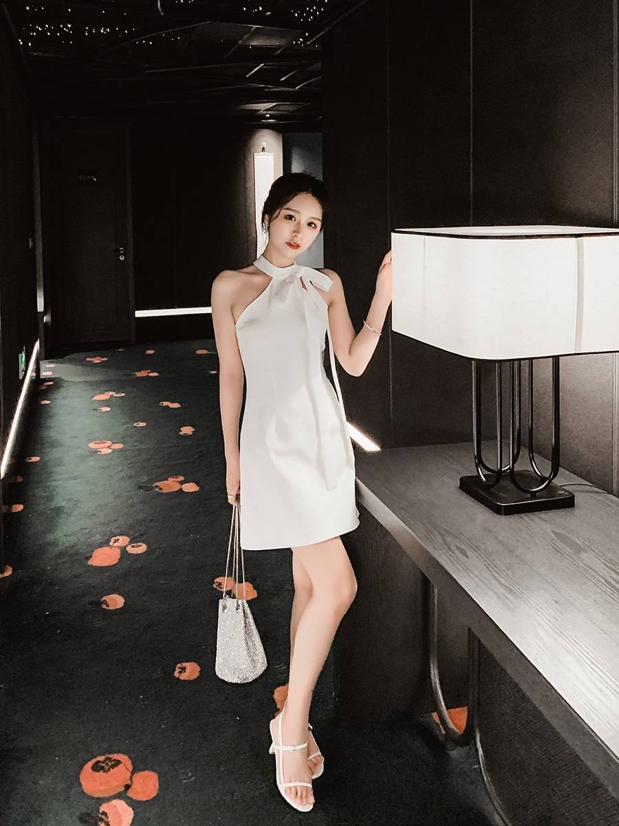 Skirt temperament high -end night dress lady label
