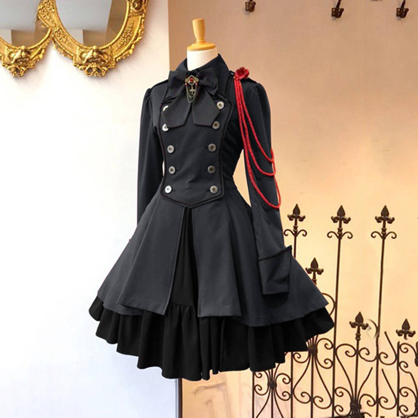 European and American Middle Ages Performance Animation Exhibition COS Server Renaissance Bow Bow neckline long -sleeved dress jacket
