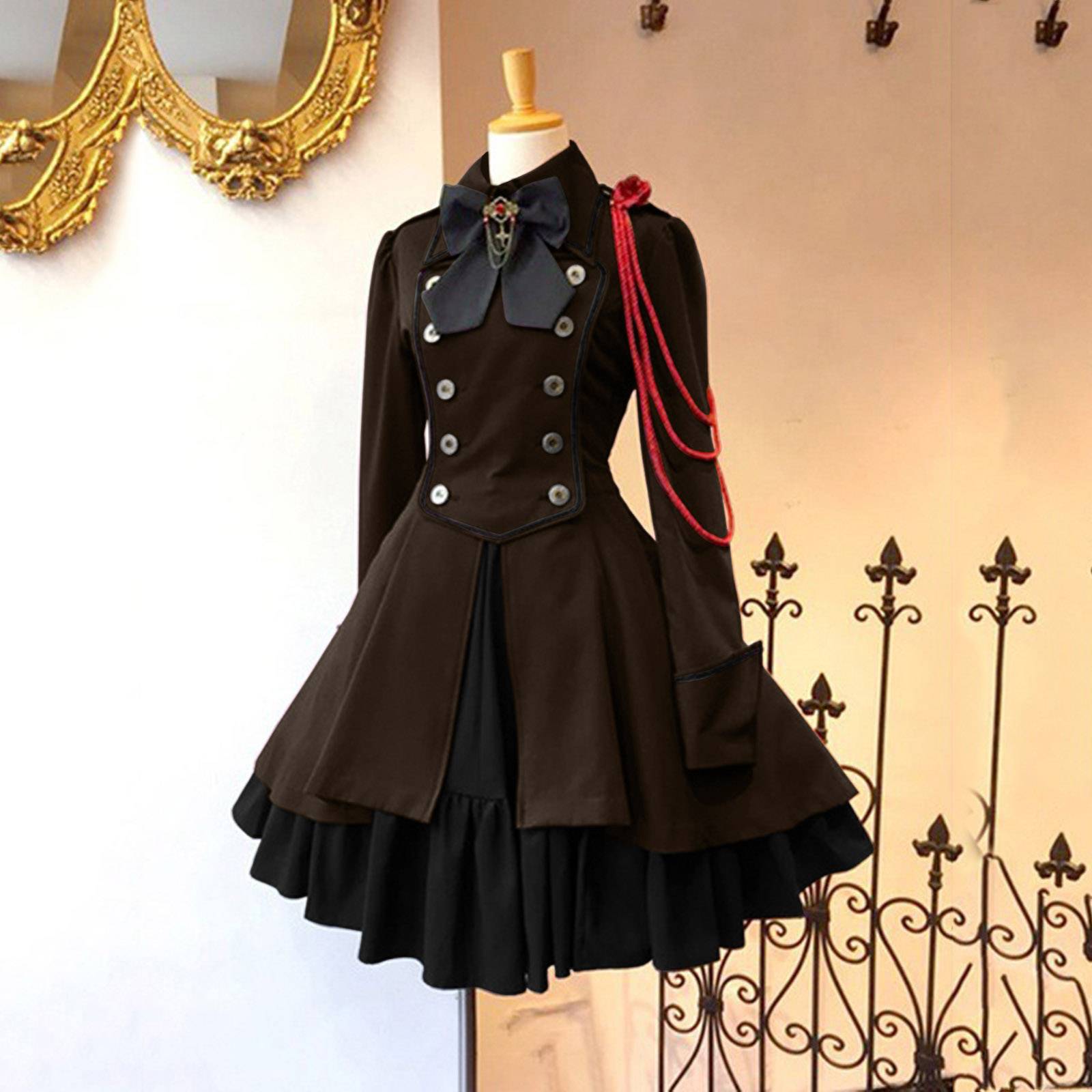 European and American Middle Ages Performance Animation Exhibition COS Server Renaissance Bow Bow neckline long -sleeved dress jacket