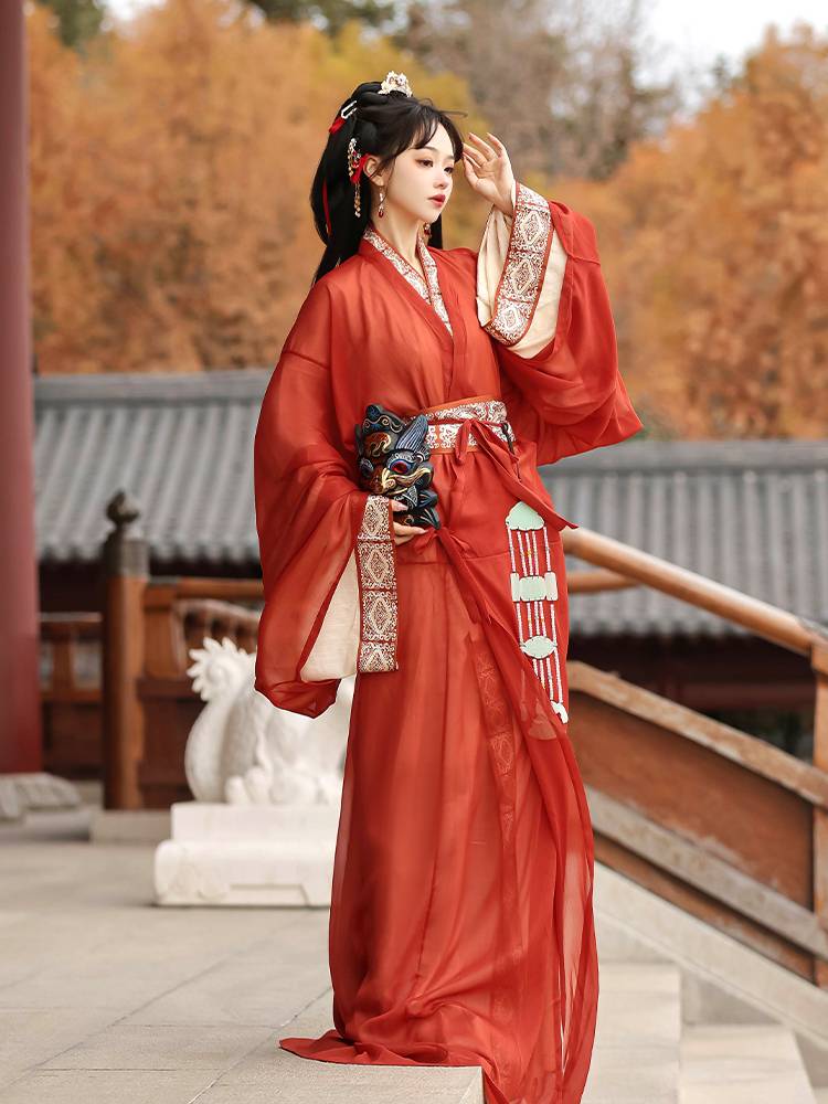 Warring States robe Hanfu Dragon Tail straight daily court style