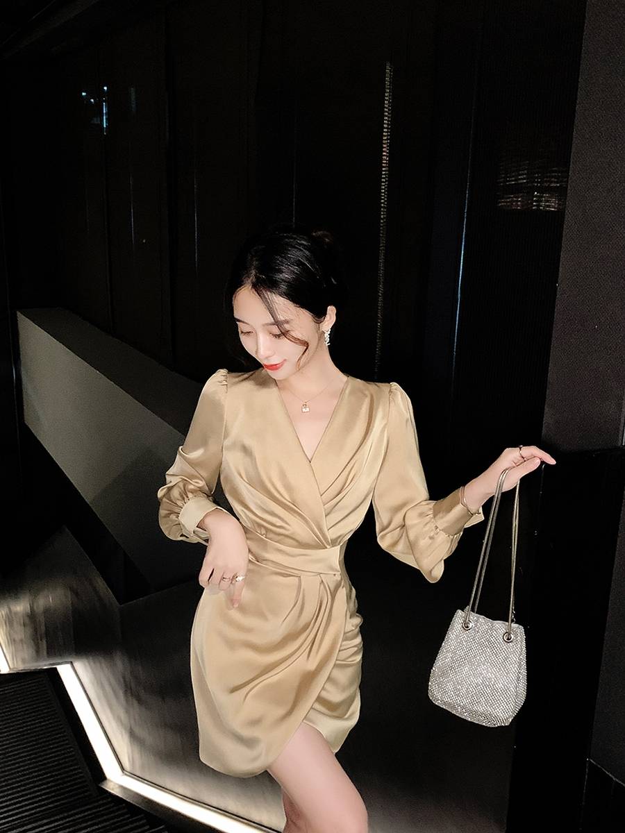 Evening service birthday banquet high -level sensory French dress
