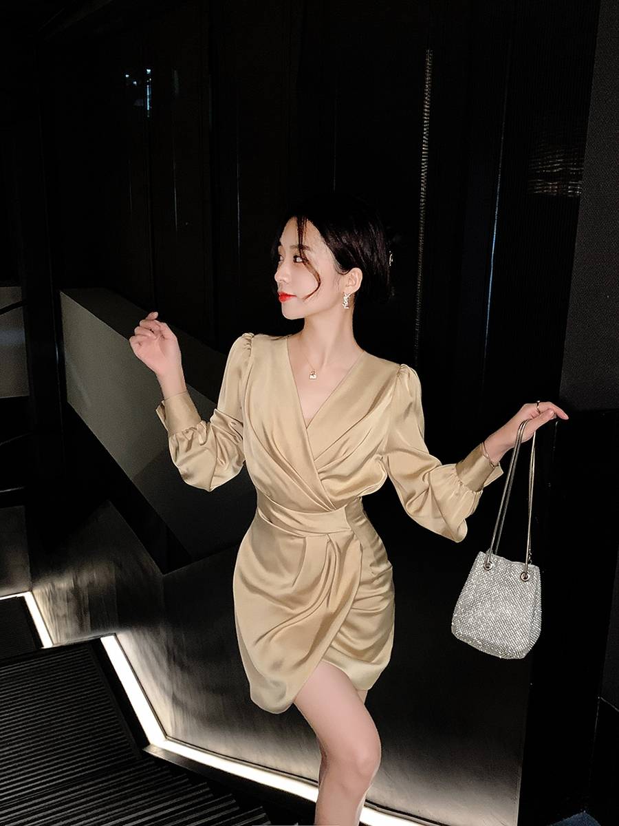 Evening service birthday banquet high -level sensory French dress