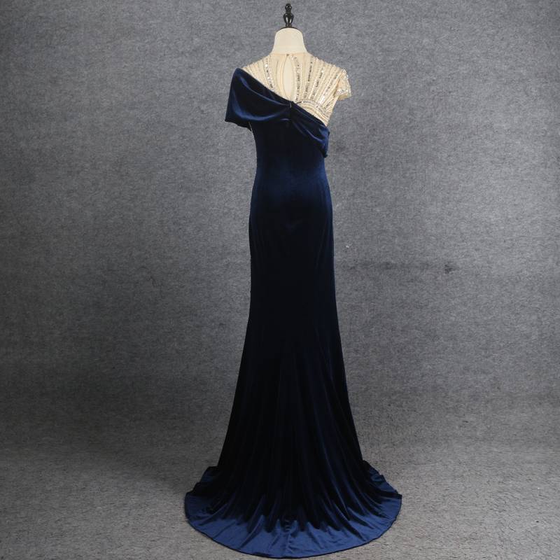 Blue Velvet Noodles Dresses Babe Shoulder Slim Celebrity temperament