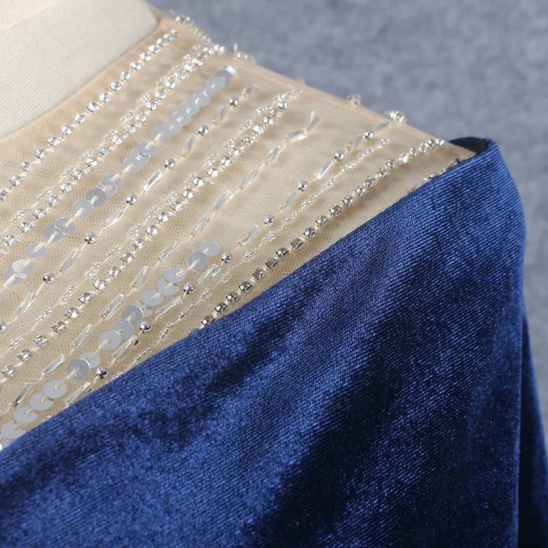 Blue Velvet Noodles Dresses Babe Shoulder Slim Celebrity temperament