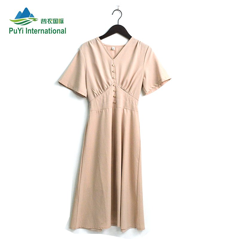 PUYI China wholesale Used Casual ladies Pure cotton dress used clothes for sale