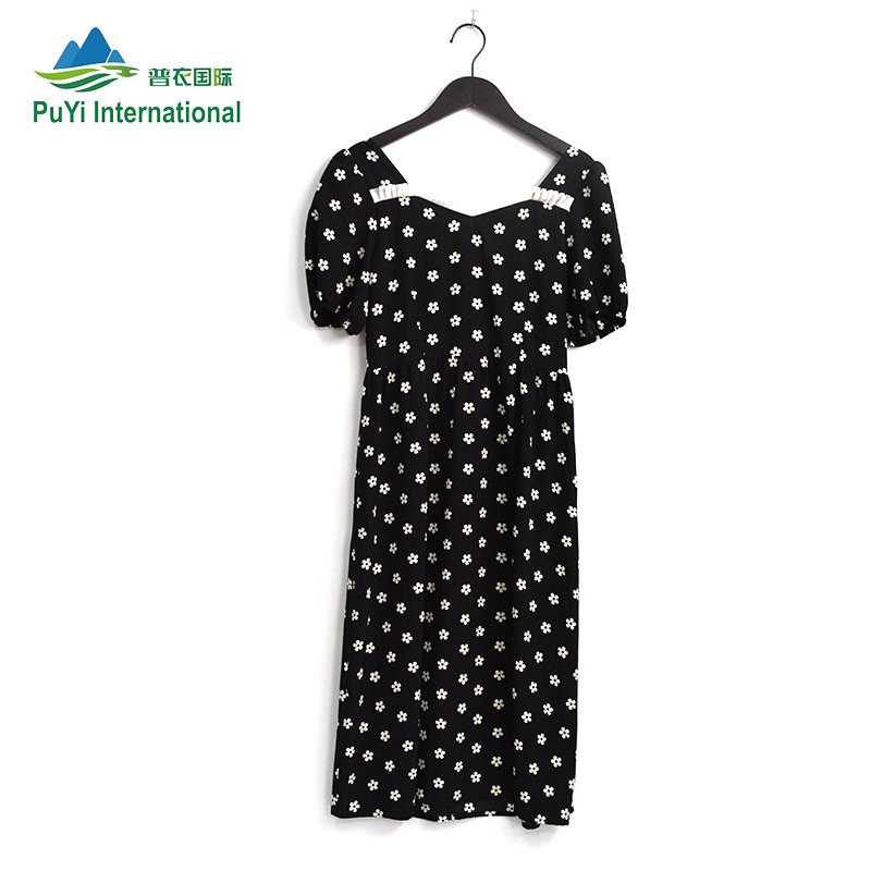 PUYI China wholesale Used Casual ladies Pure cotton dress used clothes for sale