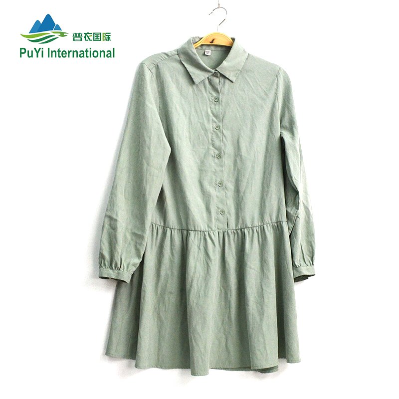 PUYI China wholesale Used Casual ladies Pure cotton dress used clothes for sale