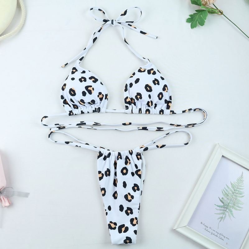 Inventory used wholesale sexy lace up suspender women's swimwear printed bikini set two-piece set