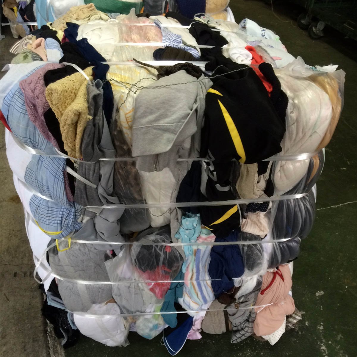 unsorted used clothes