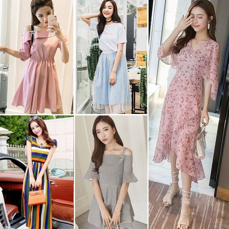 Summer Women's Dress Used Women's Wear Versatile Chiffon Floor Stand Clothing second hand clothes